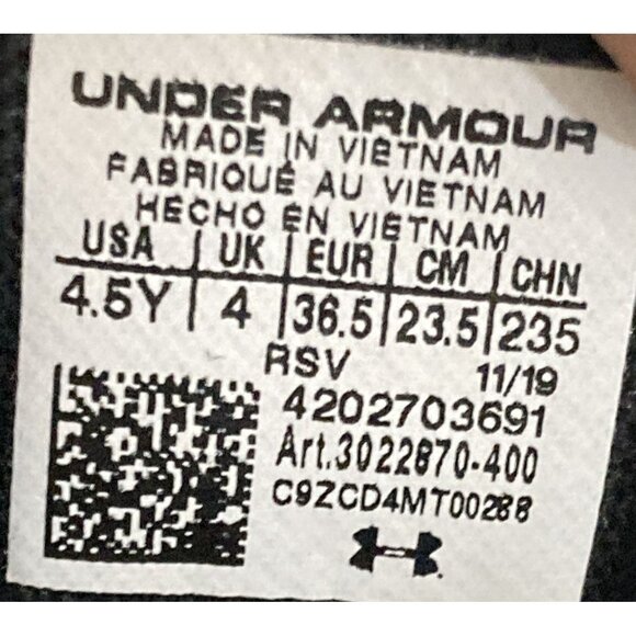 Under Armour Youth Size 4.5 Blue Red Mesh Sneakers Athletic Running Shoes - Picture 8 of 8